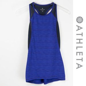 Athleta Spinner Tank Top Racerback Athletic Gym Breathable Blue Black Size XS